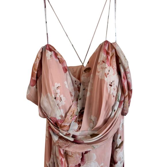NWT City Chic Powder Floral Mauve Maxi Dress Off Shoulder Size 24 Wedding Party - Picture 2 of 6